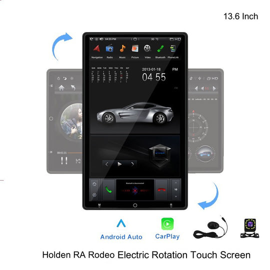 KSPIV 13.6 Inch Touch Screen Car Radio Automatic Rotation for Holden RA Rodeo 4G 64G Multimedia Player Stereo GPS Navigation Carplay WIFI Bluetooth Head Unit