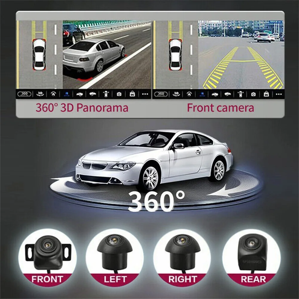 AHD 360 Camera Car 1080P Right+Left+Front+ Rear View Camera System Panoramic Surround Android Auto Radio Night Vision