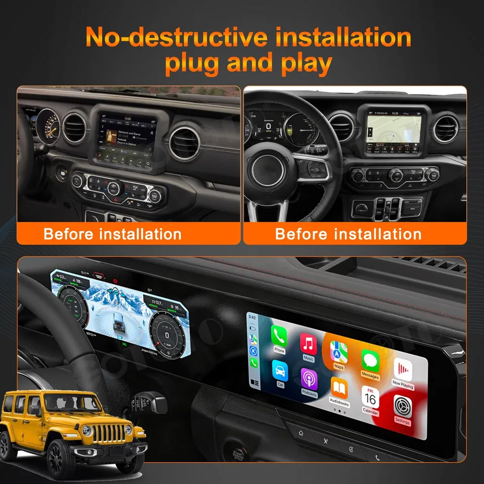 KSPIV Android Car Radio for Jeep Wrangler 2018-2023 GPS Navigation 4G Carplay Android Auto Multimedia Player Headunit