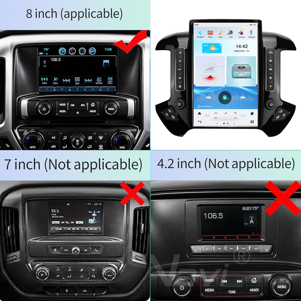 KSPIC 14.5 Inch Car Radio for Chevrolet Silverado GMC Sierra 2014-2019 Stereo Tesla Style Screen Head Unit  Android auto Bluetooth carplay GPS Navigation