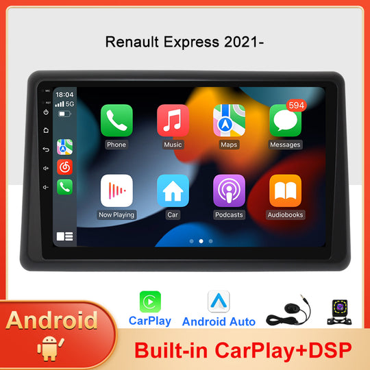 9 inch Car Radio Video Multimedia Player for Renault Express 2021- Android 13 GPS Navigation Carplay 360 Camera RDS
