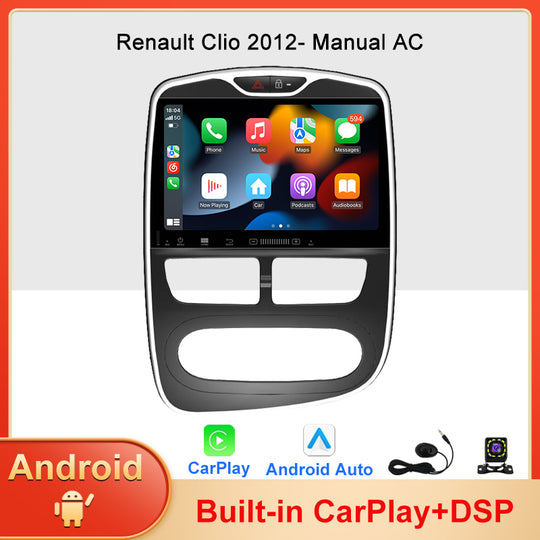 Android Car Radio for Renault Clio 2012- Manual AC Car Stereo Multimedia Screen Carplay Video Car Audio GPS 2 DIN Player