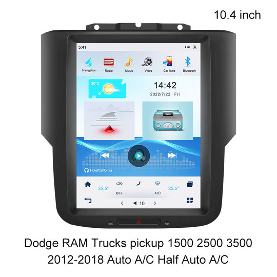 Android Qualcomm Aŭtoradio Plurmedia Aŭtomata Stereo Videoludilo Tuŝekrano GPS Ĉefunuo 1 Din Por Dodge RAM Kamionoj pickup 1500 2500 3500 2012 - 2018