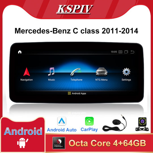 Android Aŭta Plurmedia Ludilo por Mercedes-Benz C Class W204 C200 C300 2011-2014 RHD NTG4.5 IPS Ekrano 4G GPS-Naviga Radio