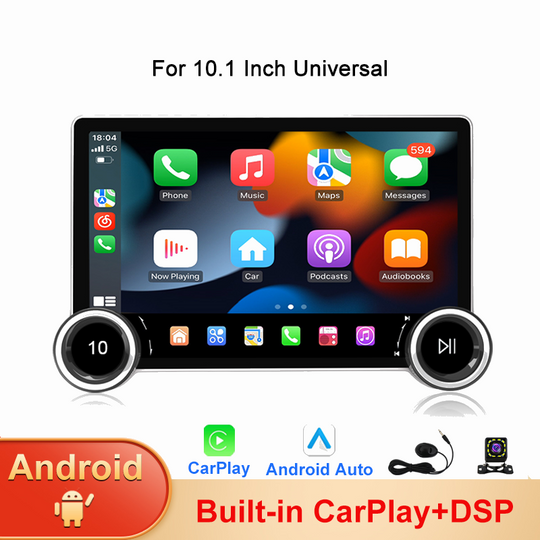 KSPIV Universal 10.1 inch Double Knob Car Multimedia Video Player CarPlay Android Auto Pixel 1280*800 GPS Bluetooth Stereo