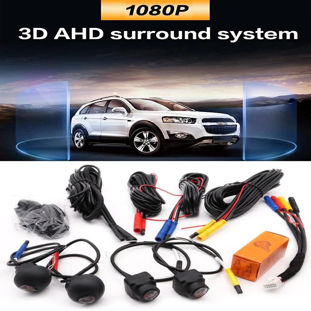 AHD 360 Camera Car 1080P Right+Left+Front+ Rear View Camera System Panoramic Surround Android Auto Radio Night Vision