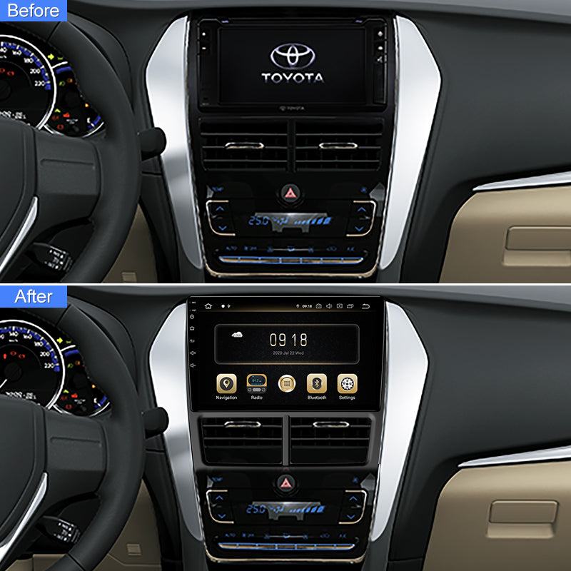 Android Car Radio For Toyota Vios Yaris 2017- Auto A/C GPS Video Navigation Carplay Wireless Monitor