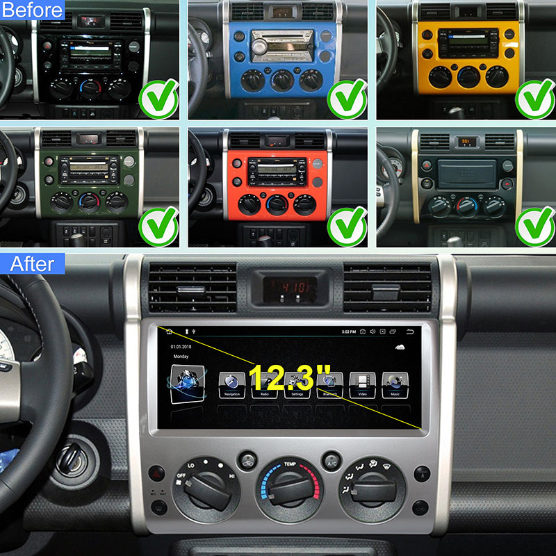 Android 12 Car Radio 12.3" Touch Screen Multimedia Player for Toyota FJ Cruiser 2007-2017 Auto GPS Navigation DSP Carplay WiFi