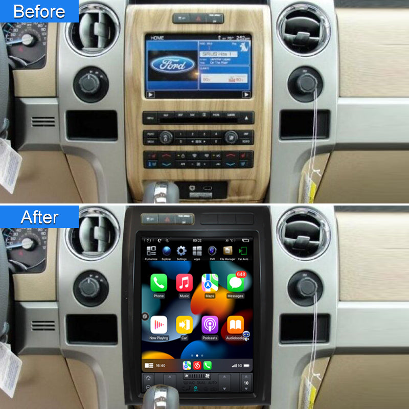 Android Aŭta Stereo por Ford F150 Altnivela Stereoĝisdatigo 2009 2010 2011 2012 2013 Radio 12.1 Cola Tesla Stila Tuŝekrano 4G+64G kun Apple Carplay &amp; Android Aŭtomata/Aŭta en-Paŭza Navigado GPS-Unuo/BT