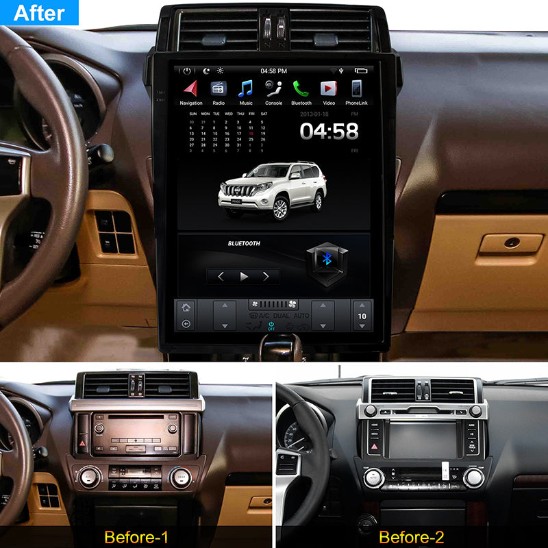 Aŭta Multimedia Stereo-Ludilo Por TOYOTA PRADO / LC150 / PRADO 150 2014- Tesla Stila Ekrano GPS-Navigado Carplay Ĉefunuo