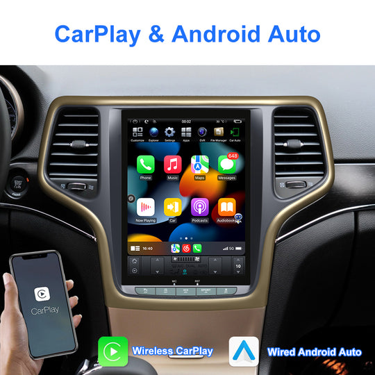 10.4 Cola Android 11 Aŭta Stereo por JEEP Grand Cherokee 2014-2019 Aŭta Radio Bluetooth GPS Navi Plurmedia Ludilo USB Carplay Android aŭto