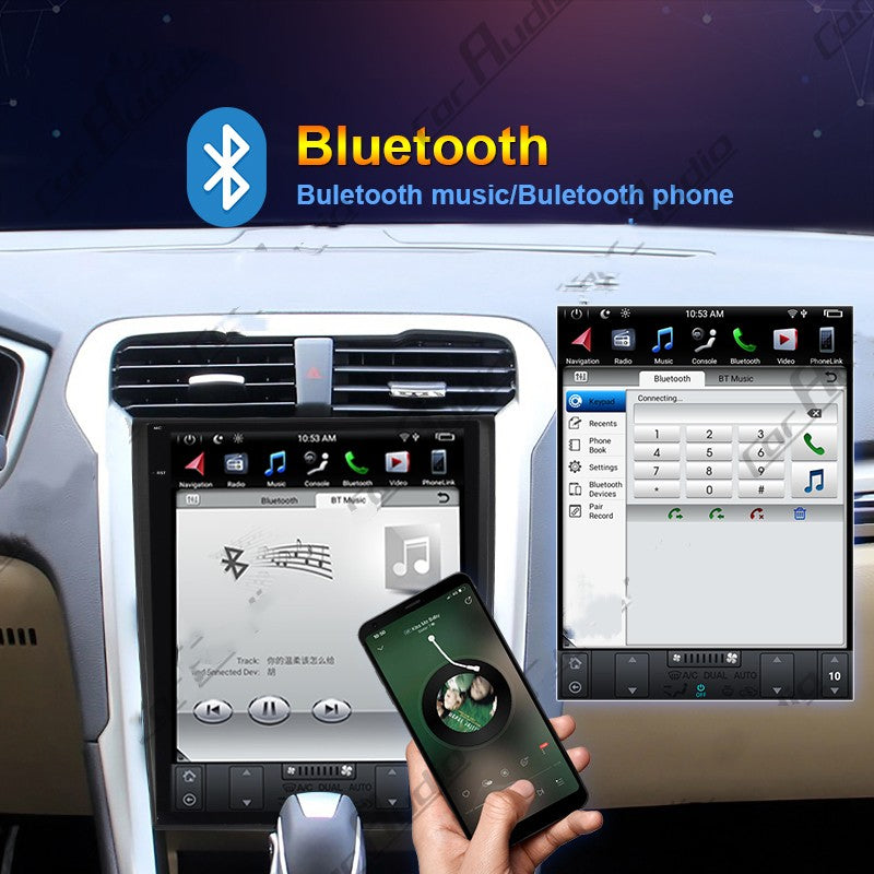Android 9 Aŭta Radio Por Ford Fusion Mondeo MK5 2013- AUTOA ​​A/C 12.1" Tesla Tuŝekrano Plurmedia Videoludilo GPS Navigado