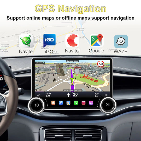 KSPIV Universal 10.1 inch Double Knob Car Multimedia Video Player CarPlay Android Auto Pixel 1280*800 GPS Bluetooth Stereo