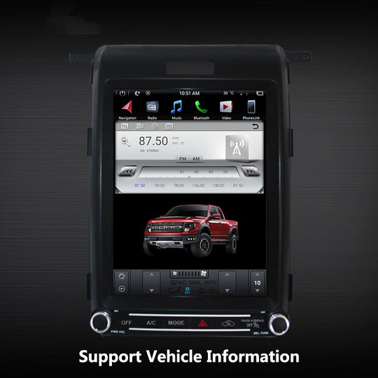 12.1 "Tesla Ekrano Android Aŭta Radio Bluetooth Stereo Por FORD F150 2014-2015 Aŭtomata A/C GPS Navigado Plurmedia Ludilo Ĉefunuo 