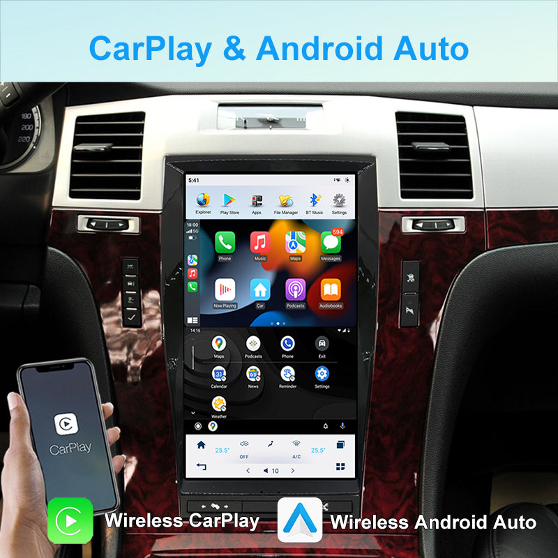 KSPIV Android Tesla Style Screen Car Multimedia Player For Cadillac Escalade 2007-2014 GPS Navigation 2 Din Carplay Autoradio Stereo