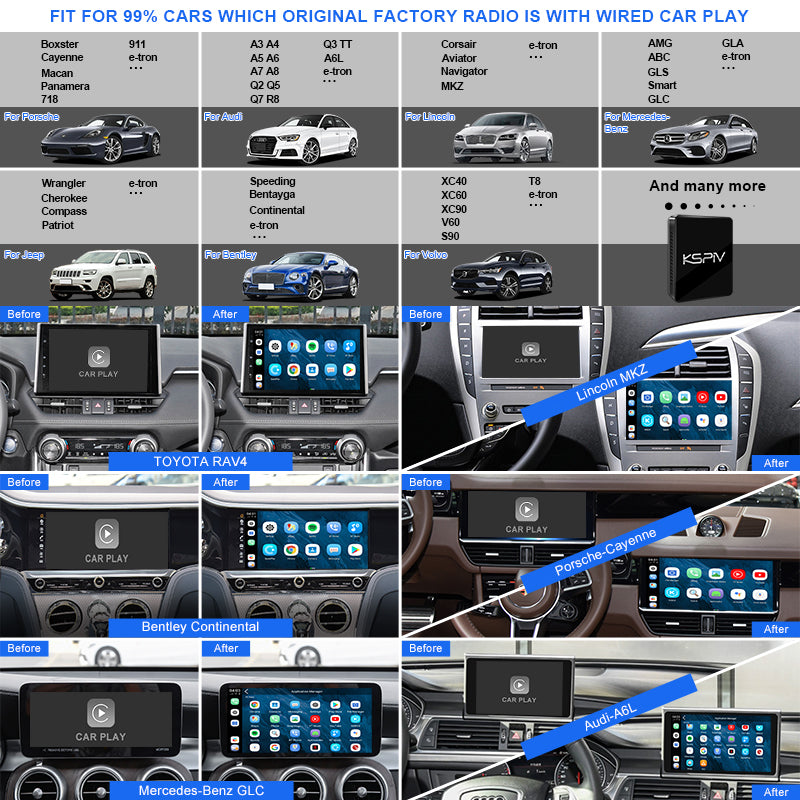CarPlay Ai Box Adapter Kspiv Wireless Android Auto & Apple CarPlay