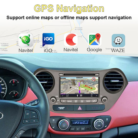 Android Aŭta Radio Por HYUNDAI I10 / Hyundai Grand i10 2013- Plurmedia Ludilo 2 Din DVD GPS-Navigado Carplay Ĉefunuo