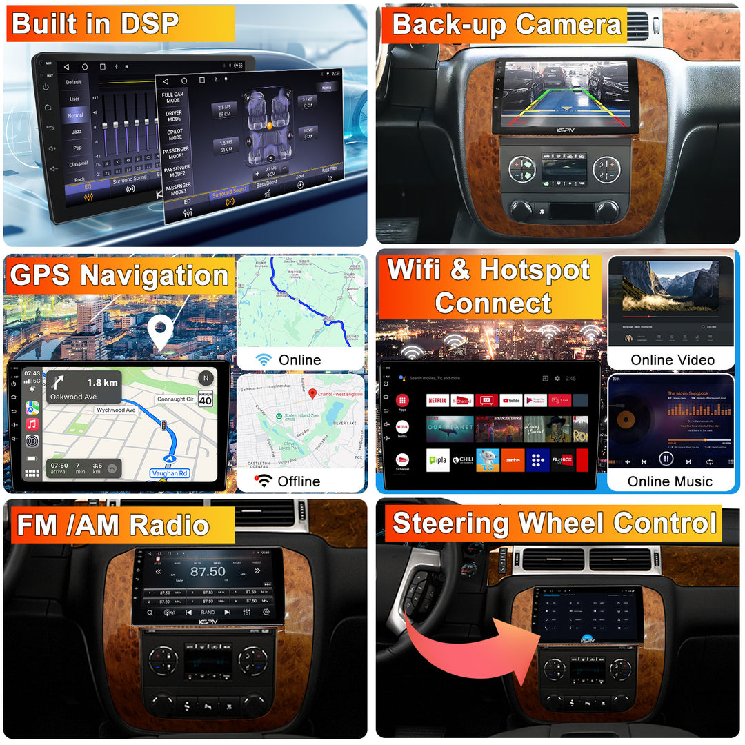 9 inch Android Car radio for GMC Yukon / Tahoe / Acadia 2007-2012 GPS Navigation Wireless Carplay Android Auto Touch Screen Stereo Headunit