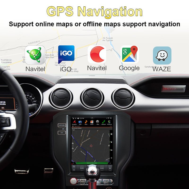 Android 10.4" Aŭta Radio por Ford Mustang 2015- GPS-Navigado Tesla Vertikala Ekrano Plurmedia Ludilo Aŭdio Ĉefunuo Carplay