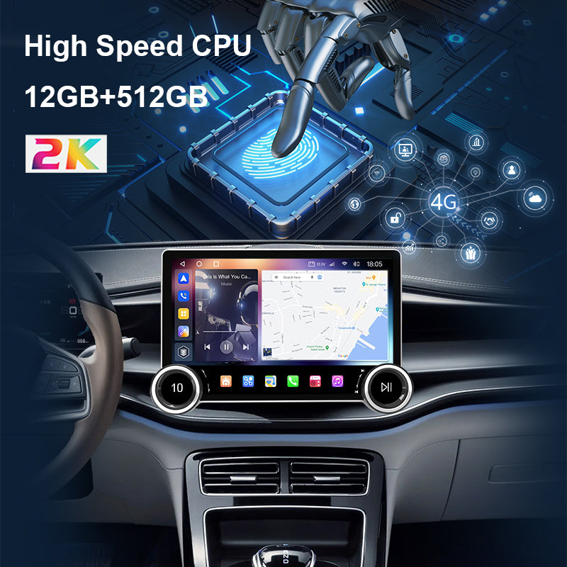 KSPIV 9.7 inch Universal Double Knob Car Radio CarPlay Android Auto Wireless GPS Navigation GPS Navigation WiFi Head Unit