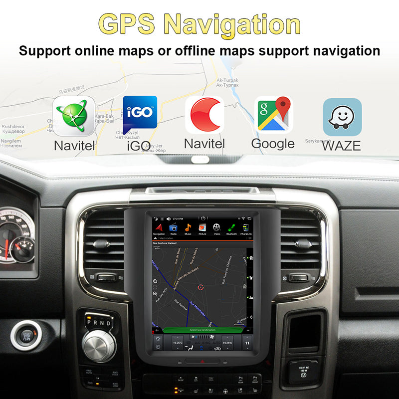 KSPIV Android Qualcomm 1 Din Touch Screen Car Radio For Dodge RAM 1500 2500 3500 Trucks Pickup 2012 - 2018 Auto&Half Auto A/C Multimedia Auto Stereo Video Player GPS Navigation Head Unit