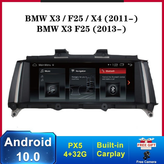 Android Aŭta Radio Stereo por BMW X1 X3 X4 X5 X6 F48 F25 F26 F15 NBT-Sistemo Aŭta Multimedia Player Centro Bluetooth GPS Navigado