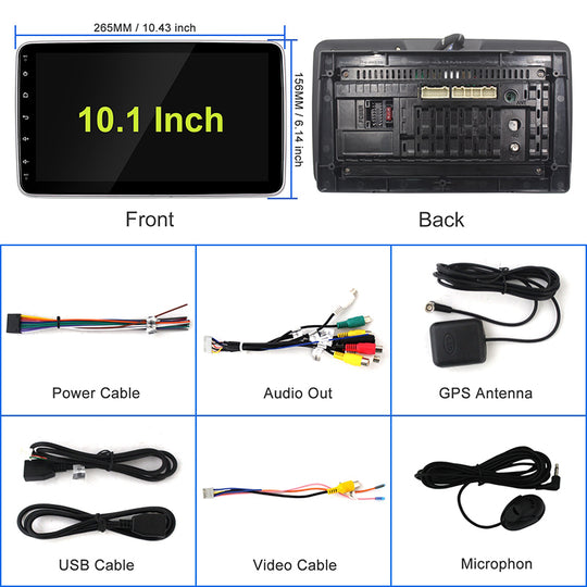 10.1 Inch Rotatable Touch Screen Universal Android Car Radio GPS Navigation Carplay Bluetooth Multimedia Video Player Headunit