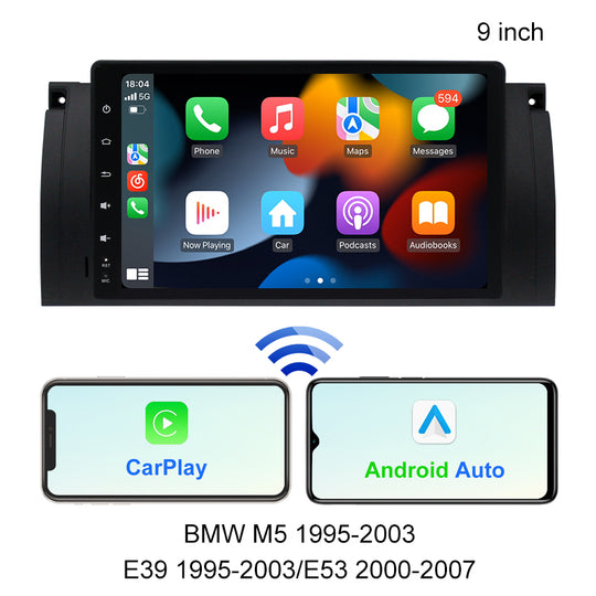 Aŭta Radio Android 10 1 Din Aŭta Multimedia Centro 9" IPS Ekrano por BMW M5/E39/E53 1995-2003 Sendrata Carplay GPS-Naviga Unuo