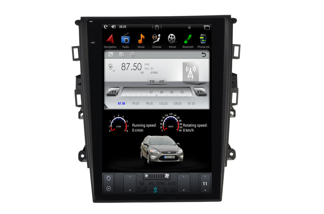 Plurmedia Videoludilo Android 9 Aŭta Stereo por Ford Mondeo 2013- Manlibro A/C Tesla Ekrano Aŭta Radio GPS Navigado kun Carplay