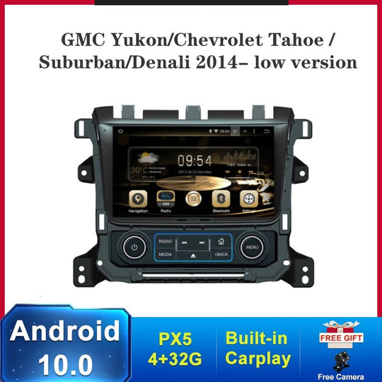 Android 9 Aŭtoradia Plurmedia Player HD Ekrano por GMC Yukon/Chevrolet Tahoe/Suburban 2014- Aŭta GPS en Dash Navigado, Carplay