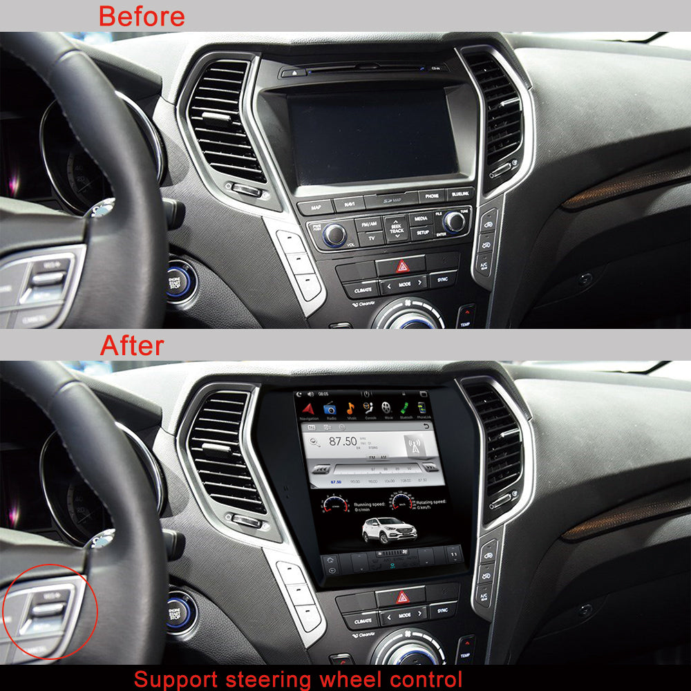 10.4 Cola Aŭta Radio por Hyundai Santa Fe / Ix45 2013- Tesla Vertikala Ekrano Bluetooth GPS Navigado Stereo Ĉefunuo