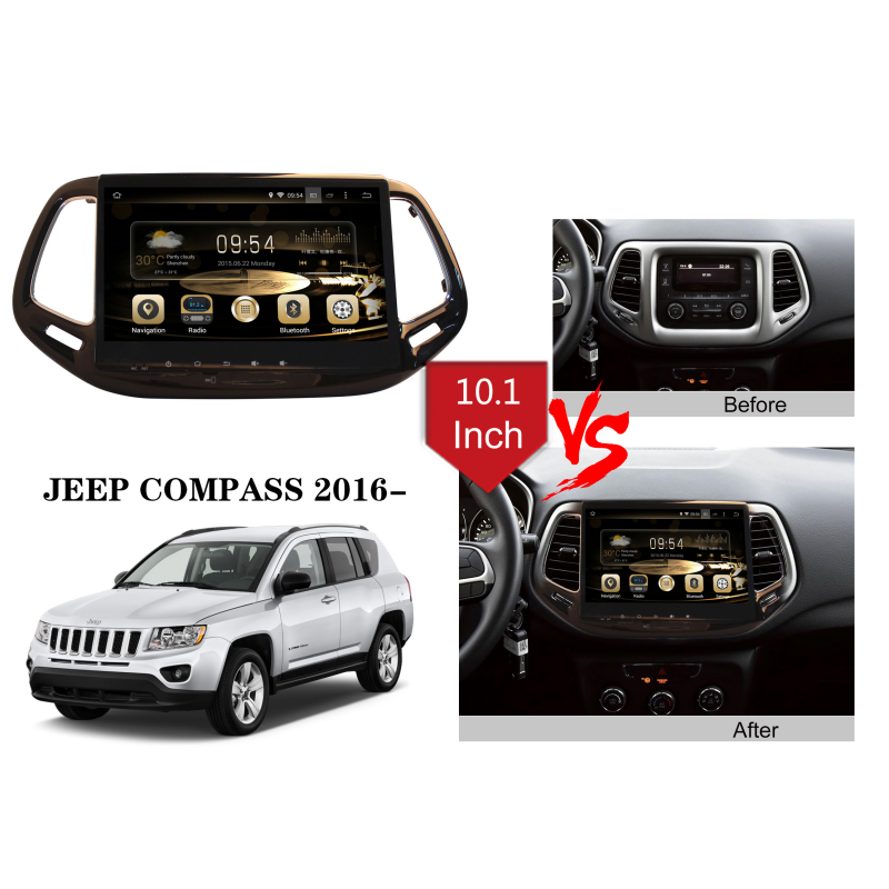 Android Wireless Carplay 10.1 Inch Car Radio For Jeep Compass 2016- Multimedia Video Player GPS Navigation DSP DVD