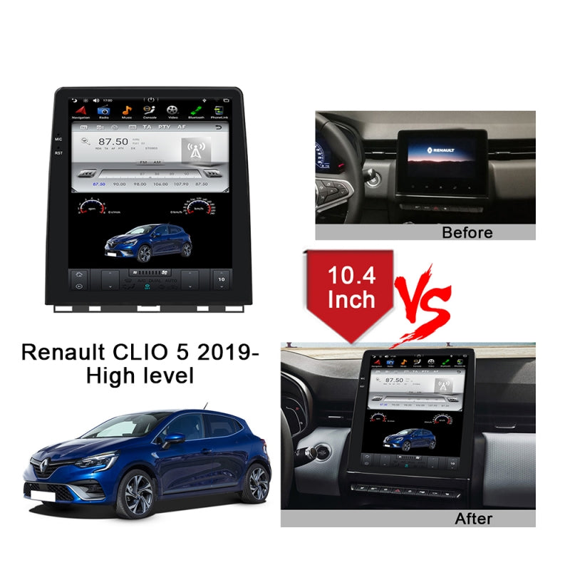 10.4" Android Tesla Stila Ekrana Radio Por Renault CLIO 5 2019- Altnivela Aŭta Multimedia Videoludilo GPS Navigado