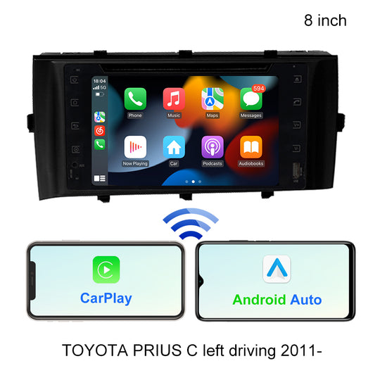 Android Aŭta Radioaparato Plurmedia Ludilo Por TOYOTA PRIUS C maldekstra veturado 2011- GPS-Navigado Carplay Ekrano