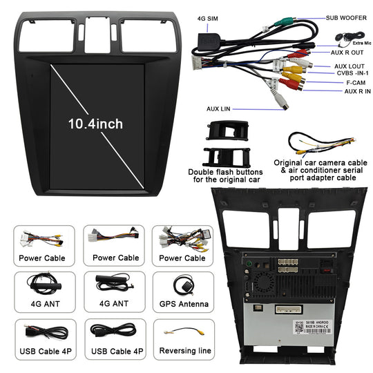 KSPIV 10.4 Inch Tesla Screen Car Radio For Subaru Forester XV WRX 2015- GPS Navigation Multimedia Player Carplay Android Auto