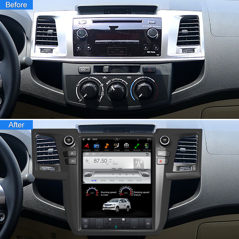KSPIV Car GPS Navigation For TOYOTA Fortuner 2004-2015 Manual A/C Tesla Style Radio Stereo Multimedia Player