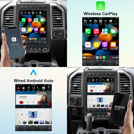 Aŭta Stereo-Radio GPS-Navigado por Ford F150 /Raptor 2015- Android Aŭtomata/Manlibro A/C Aŭto-Radio Video Plurmedia Ludilo 12.1 Coloj kun Voĉa Kontrolo Subtena Dividita Ekrano (PX6 Hexa Core 4+64GB)