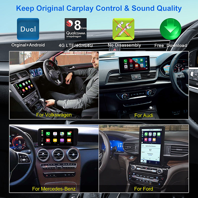 KSPIV Android Auto Wireless Carplay AI Box ,4+64G,8Core,Only Fit for Cars with OEM/Factory Wired Carplay,Wireless CarPlay&Android System,Built-in Navigation,Support YouTube Netflix