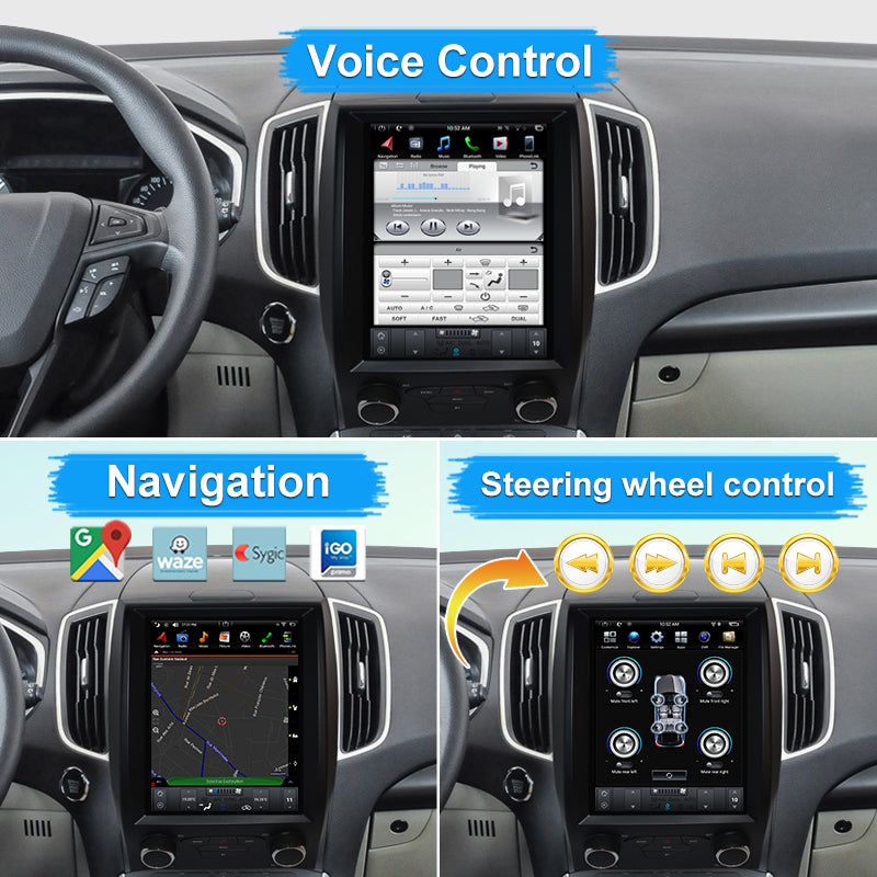 Aŭto-Stereo KSPIV Por Ford EDGE 2015- Tesla Ekrano Android Aŭtomata Aŭto-Multimedia Ludilo GPS-Navigado Radio Magneto Ĉefunuo